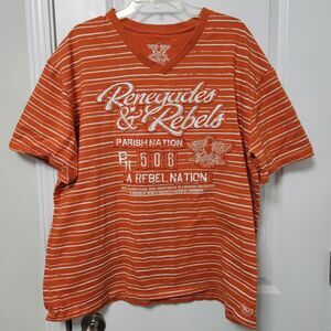 Parish Nation Renegades & Rebels T-Shirt Men’s XXXL Orange Short Sleeve Striped